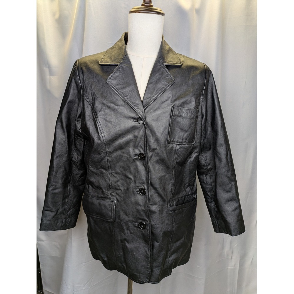 Venezia Vitale Genuine Leather Jacket Womens Large A4 Black Y2K Goth Vintage 90s